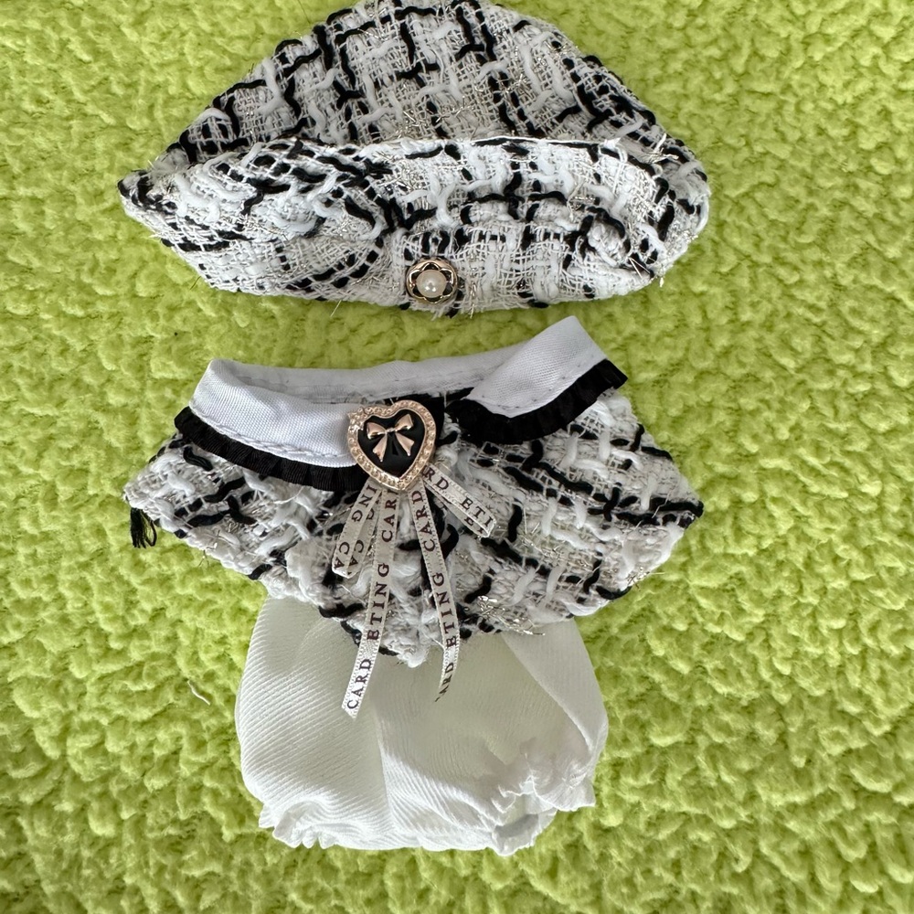 Labubu Outfit in Black and White Tweed